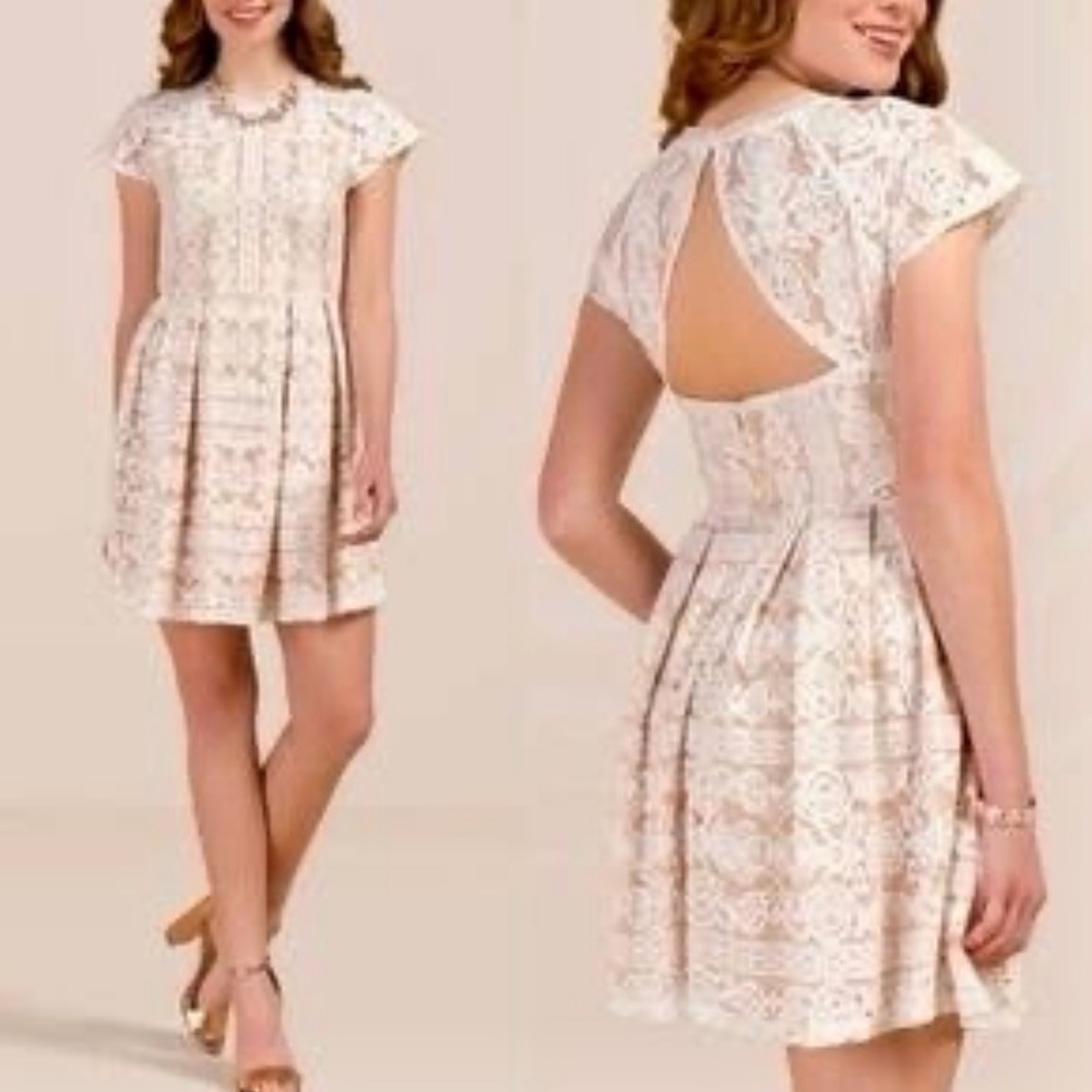 Francesca Lace prom cocktail Dress Cream Sz Medium classy chic fairy cottage